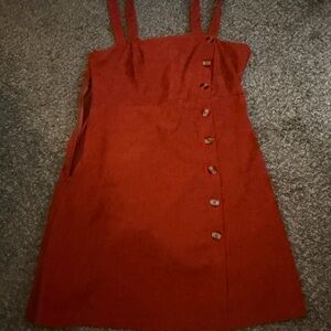 Amazon Red Button-Front Mini Dress